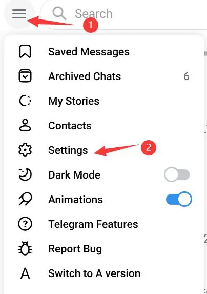 电报解除敏感的菜单